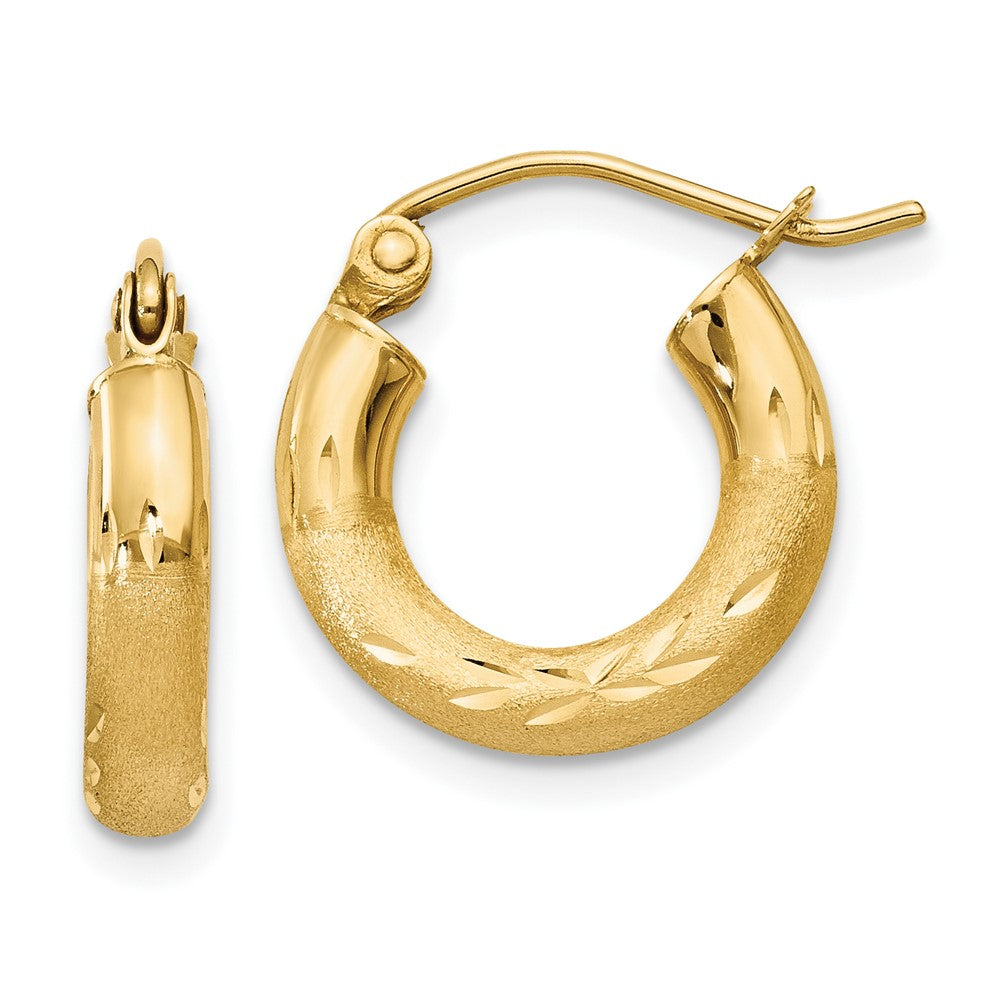 10k Yellow Gold 14 mm Round Hoop Earrings (0.9 grams)