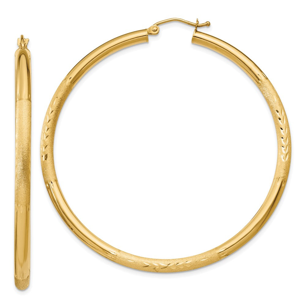 10k Yellow Gold 3 mm Round Hoop Earrings (3.58 grams)