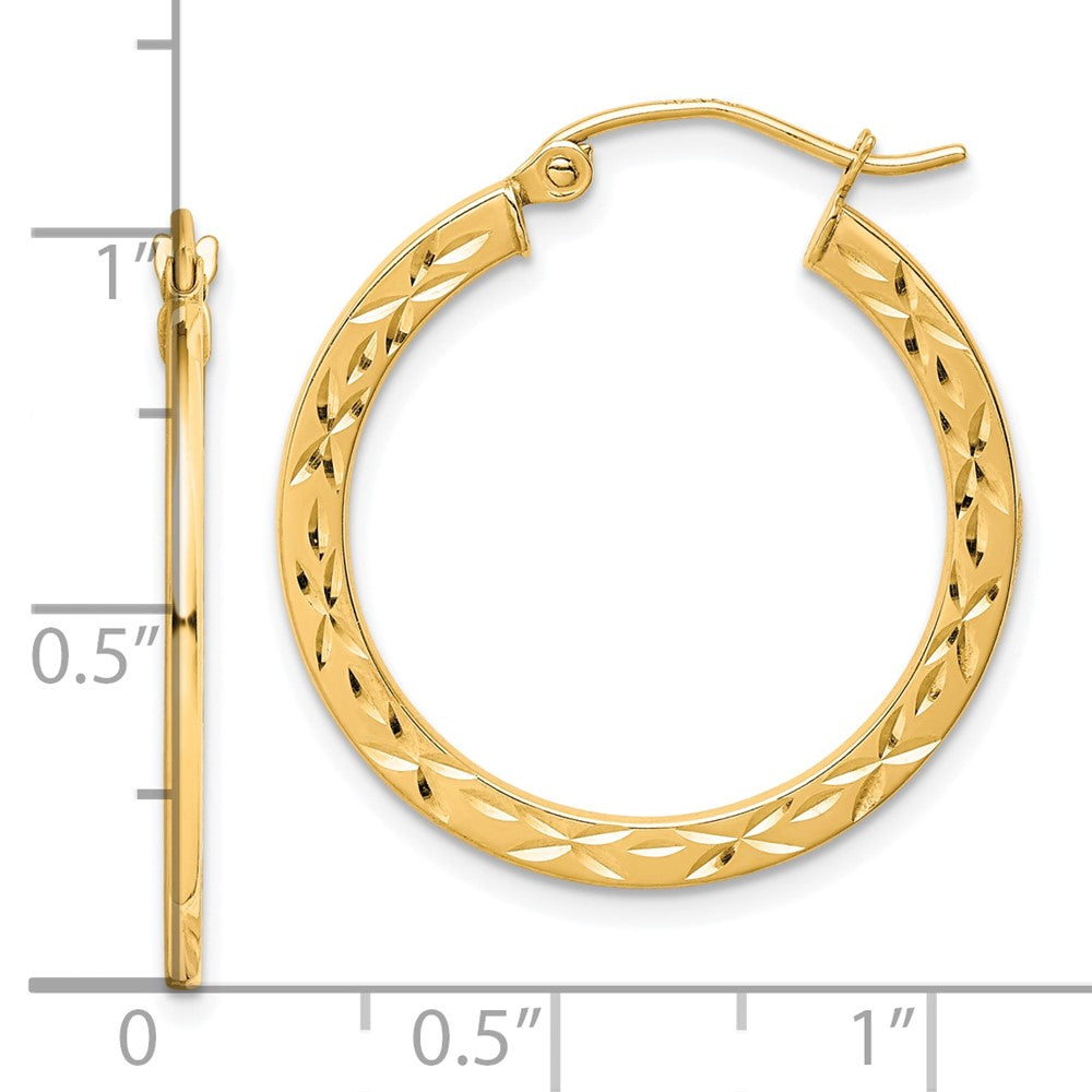 10k Yellow Gold 25 mm Diamond Cut Hollow Hoop Earrings (1.19 grams)