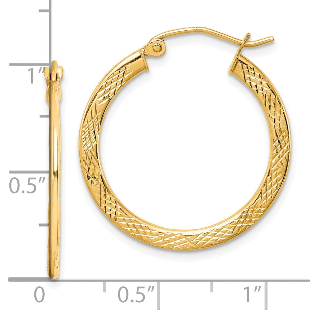 10k Yellow Gold 25 mm Textured Hoop Earrings (1.08 grams)