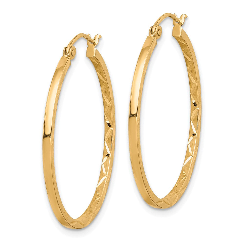 10k Yellow Gold 31 mm Diamond Cut Hoop Earrings (1.34 grams)