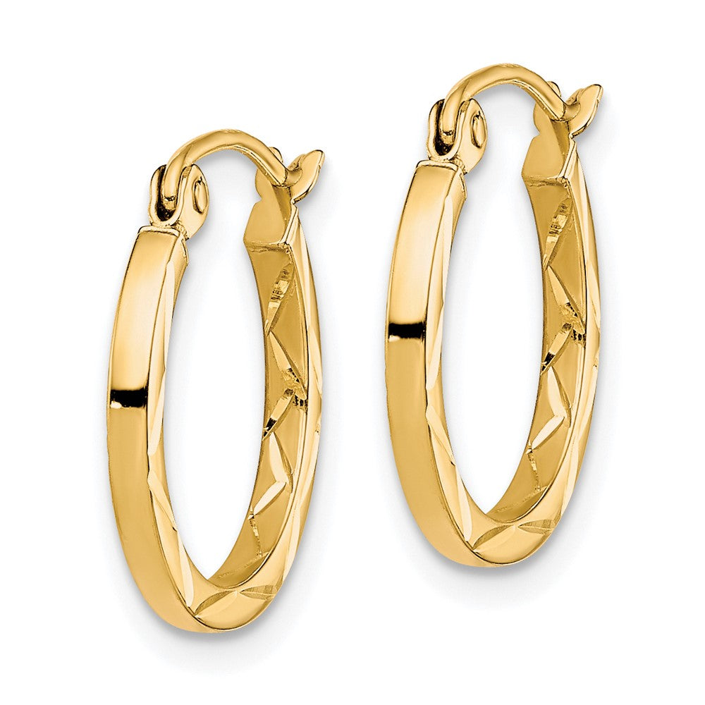 10k Yellow Gold 15 mm Diamond Cut Hoop Earrings (0.71 grams)