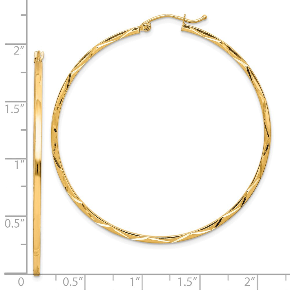 10k Yellow Gold 50 mm Diamond Cut Hoop Earrings (2.26 grams)