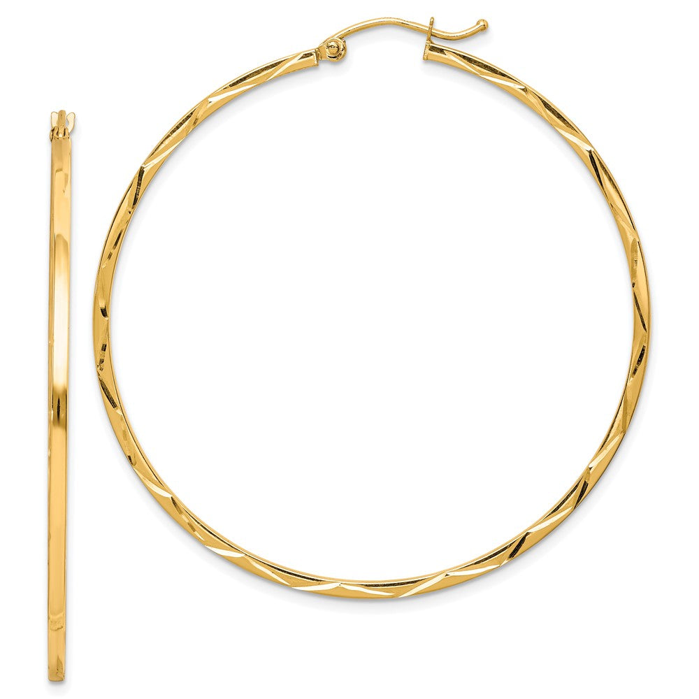 10k Yellow Gold 50 mm Diamond Cut Hoop Earrings (2.26 grams)