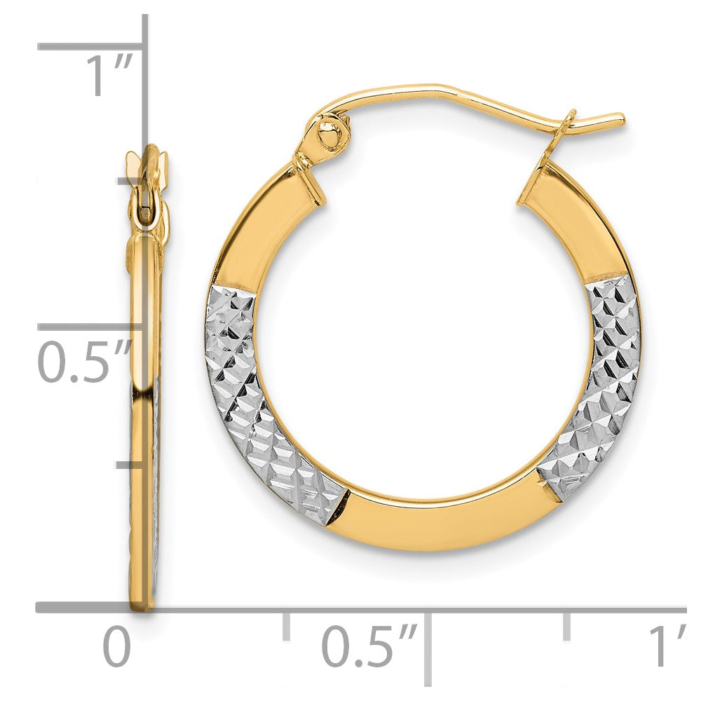 10k Yellow w/Rhodium 20 mm Hoop Earrings (1.18 grams)