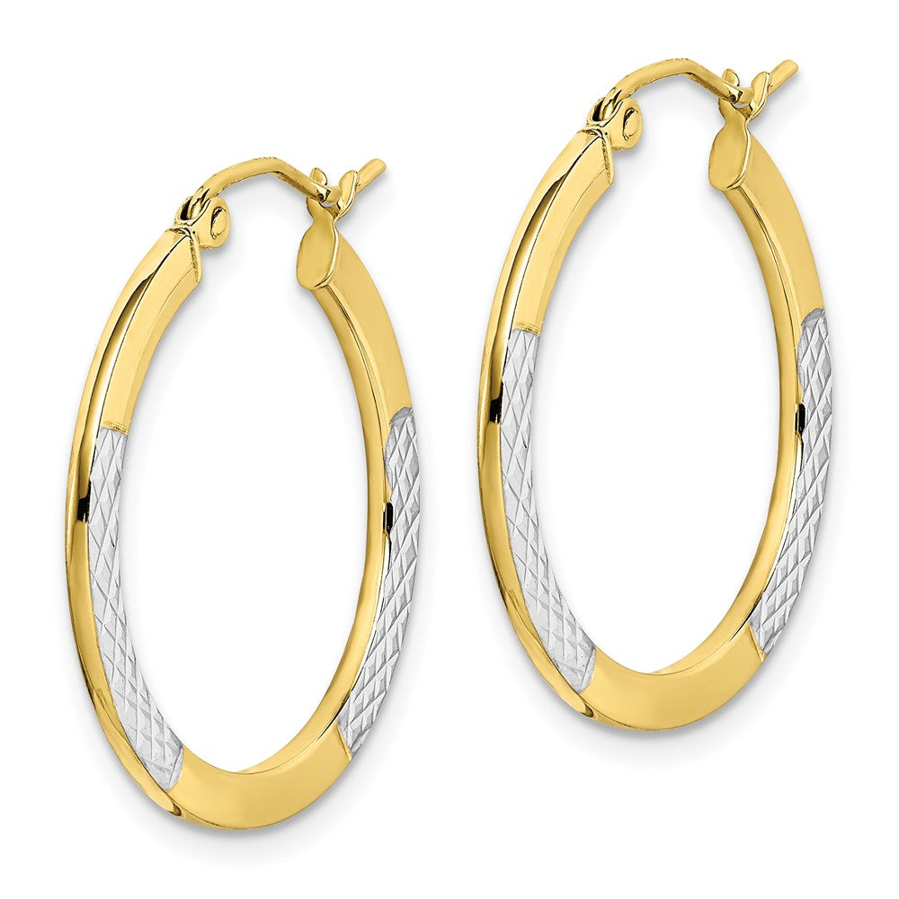 10k Yellow w/Rhodium 20 mm Hoop Earrings (1.51 grams)