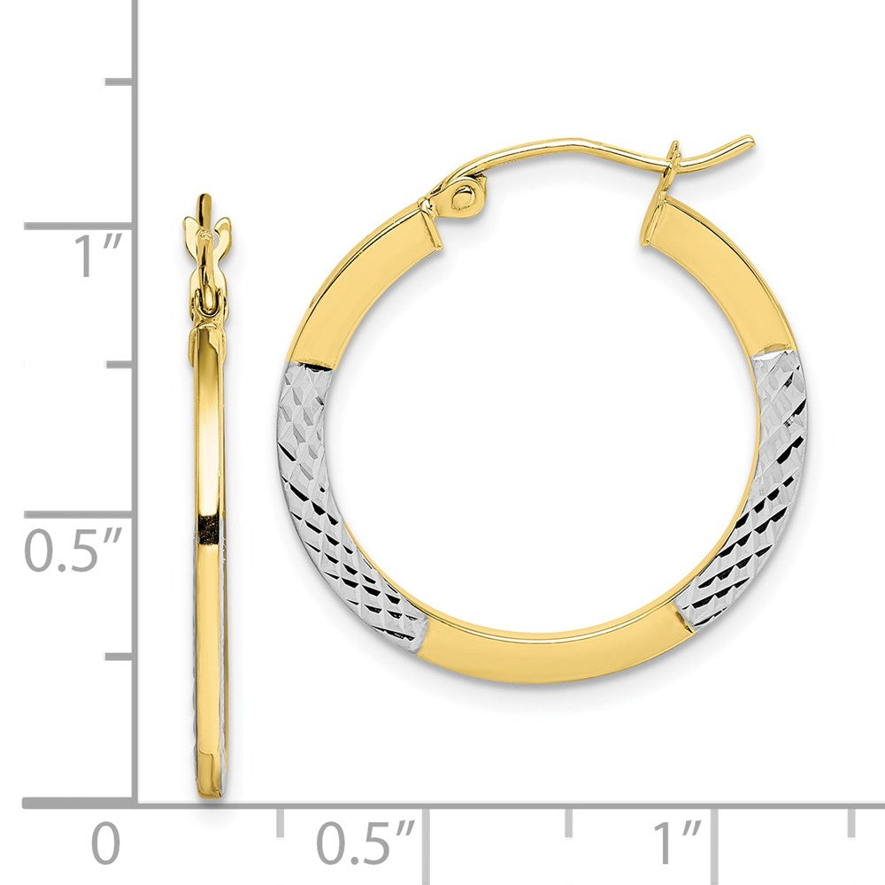 10k Yellow w/Rhodium 20 mm Hoop Earrings (1.51 grams)