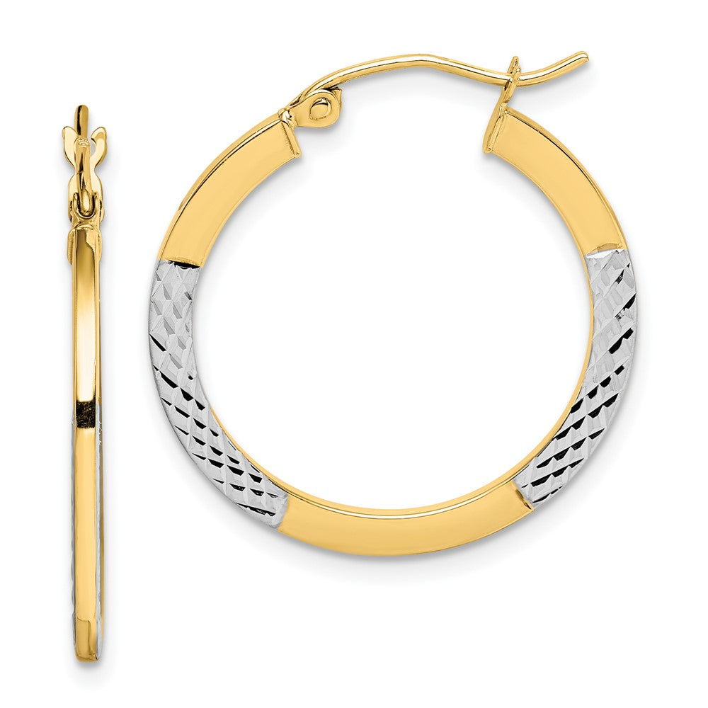 10k Yellow w/Rhodium 20 mm Hoop Earrings (1.51 grams)