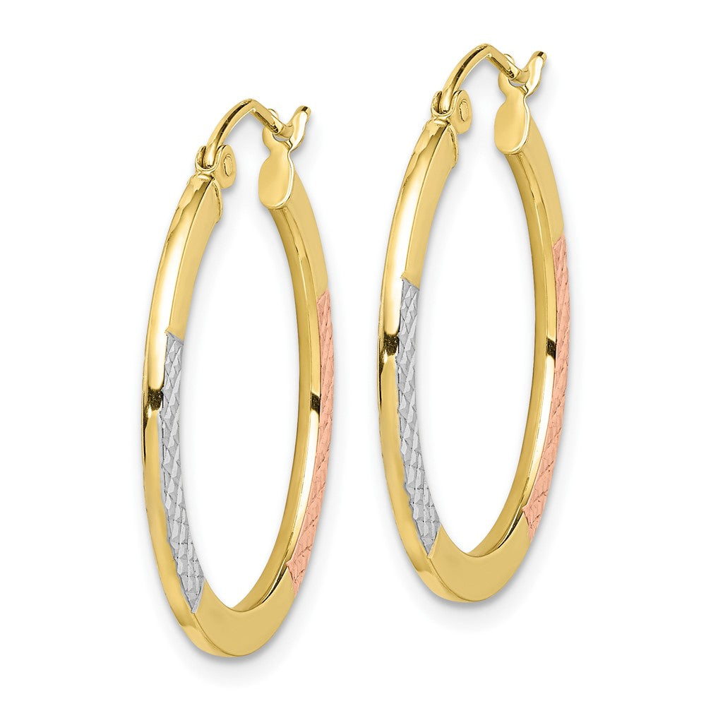 10k Yellow w/Rhodium 25 mm Hoop Earrings (1.53 grams)