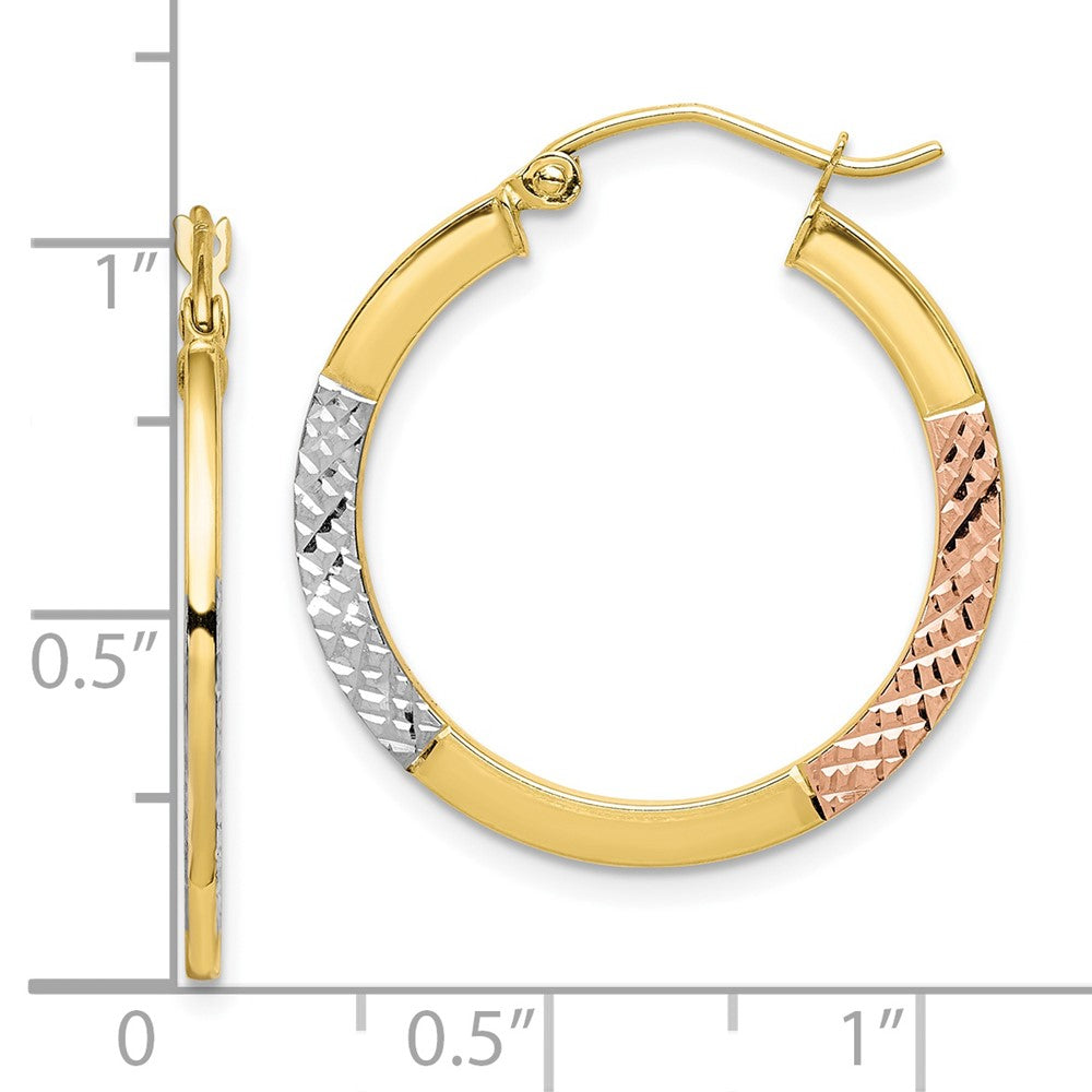 10k Yellow w/Rhodium 25 mm Hoop Earrings (1.53 grams)