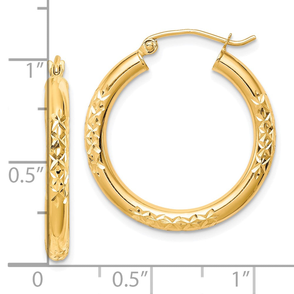 10k Yellow Gold 25 mm Hollow Tube Hoop Earrings (1.78 grams)