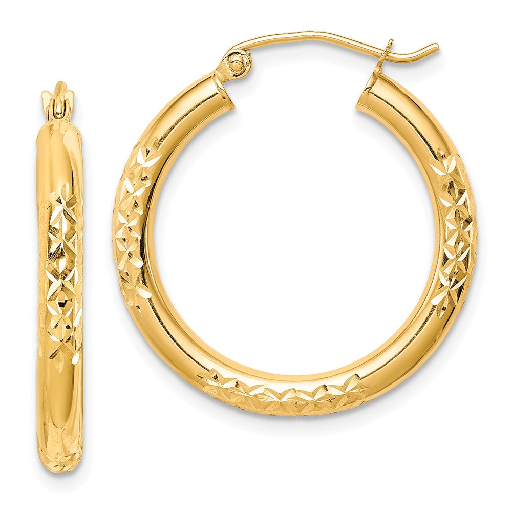 10k Yellow Gold 25 mm Hollow Tube Hoop Earrings (1.78 grams)