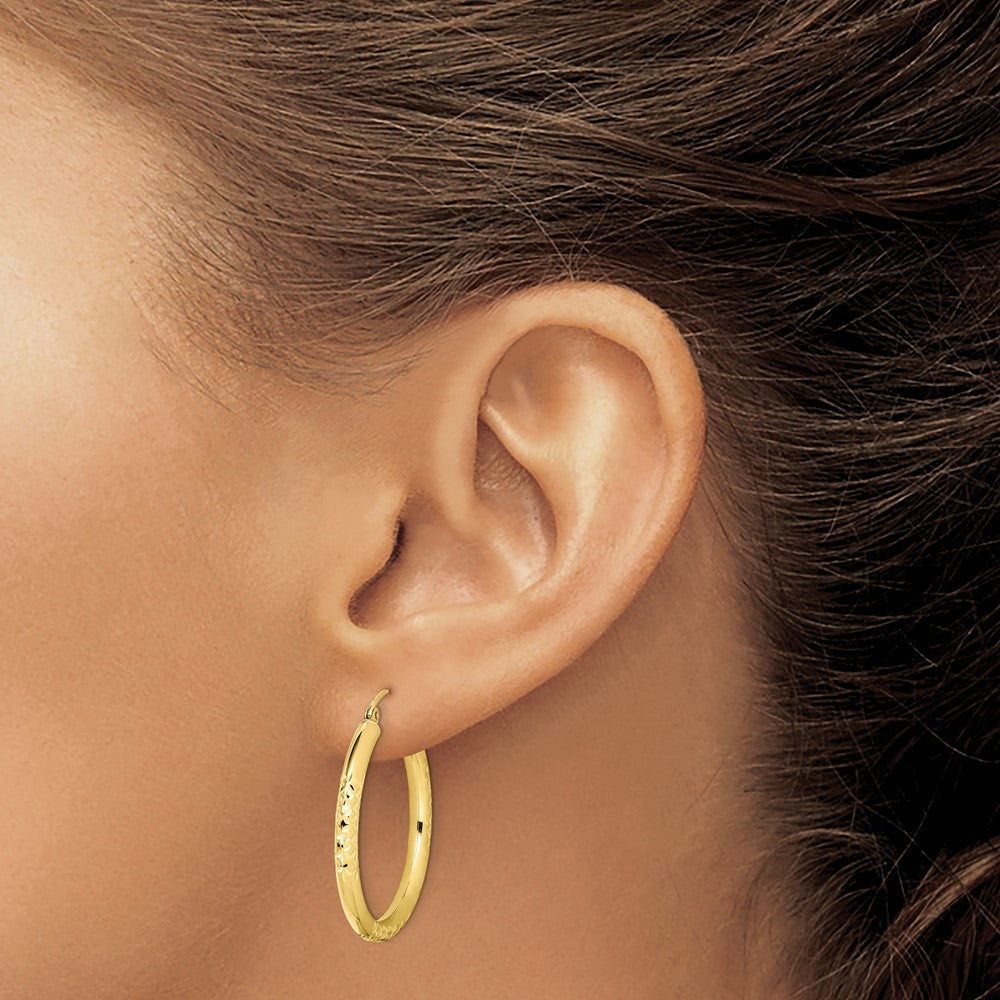 10k Yellow Gold 30 mm Hollow Tube Hoop Earrings (2.25 grams)