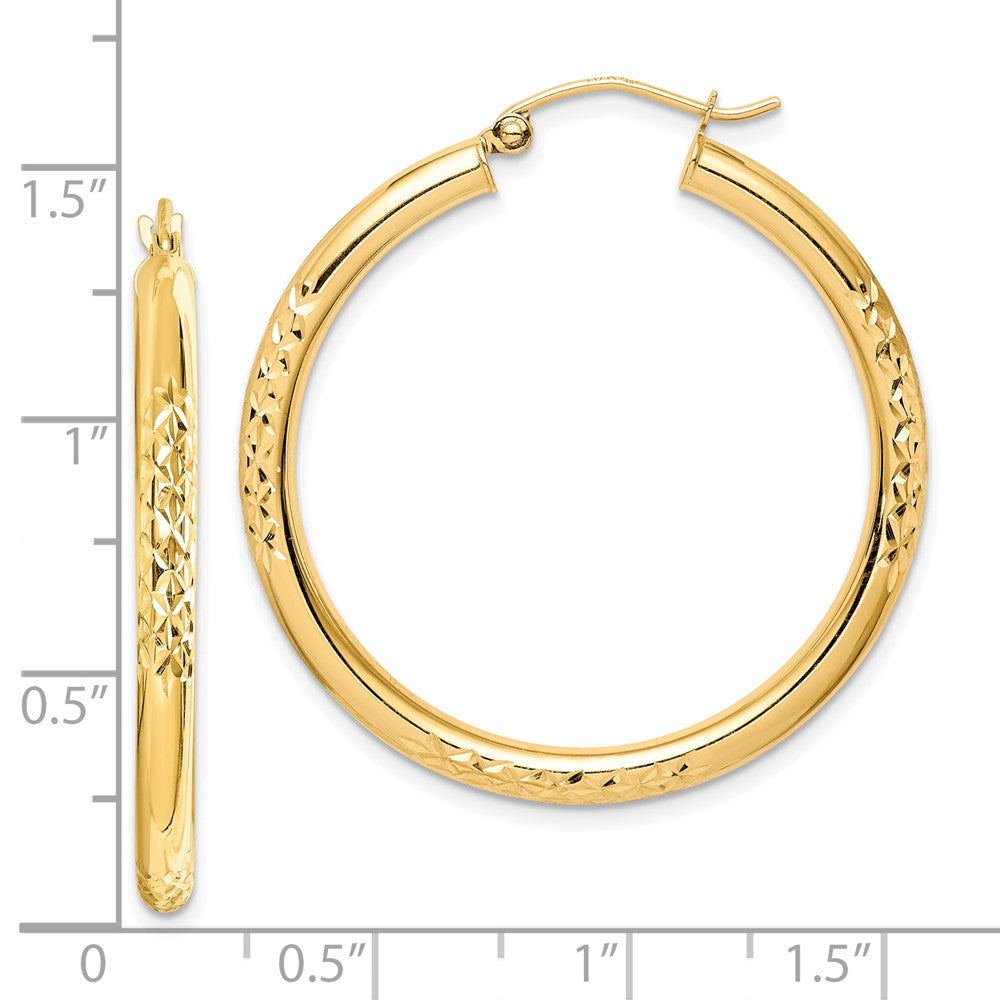 10k Yellow Gold 35 mm Hollow Tube Hoop Earrings (2.68 grams)