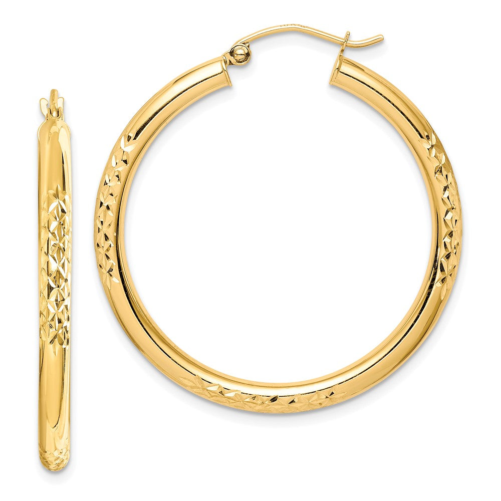 10k Yellow Gold 35 mm Hollow Tube Hoop Earrings (2.68 grams)