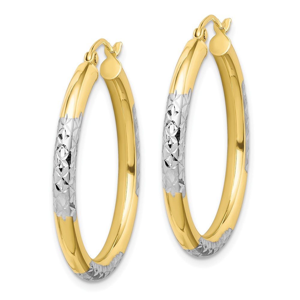 10k Yellow w/Rhodium 30 mm Hoop Earrings (2.19 grams)