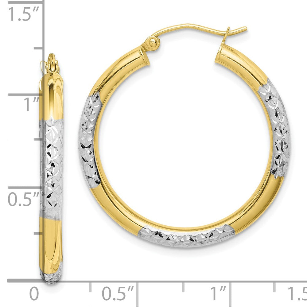 10k Yellow w/Rhodium 30 mm Hoop Earrings (2.19 grams)