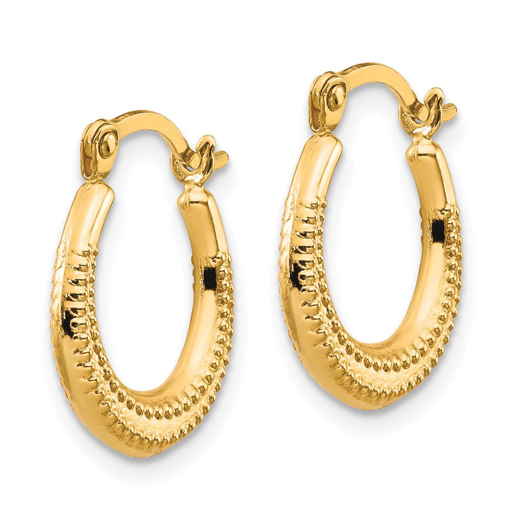 10k Yellow Gold 12 mm Scalloped Textured Hollow Hoop Earrings (0.42 grams)