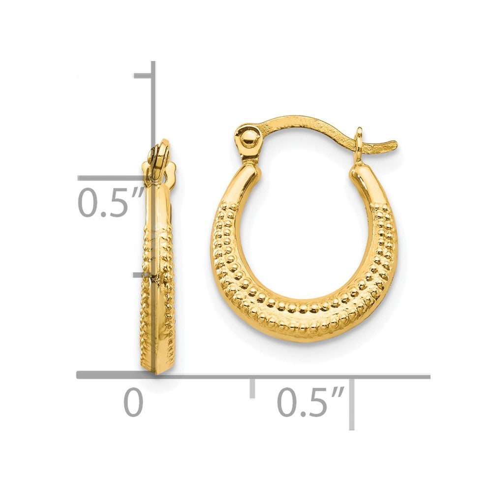 10k Yellow Gold 12 mm Scalloped Textured Hollow Hoop Earrings (0.42 grams)