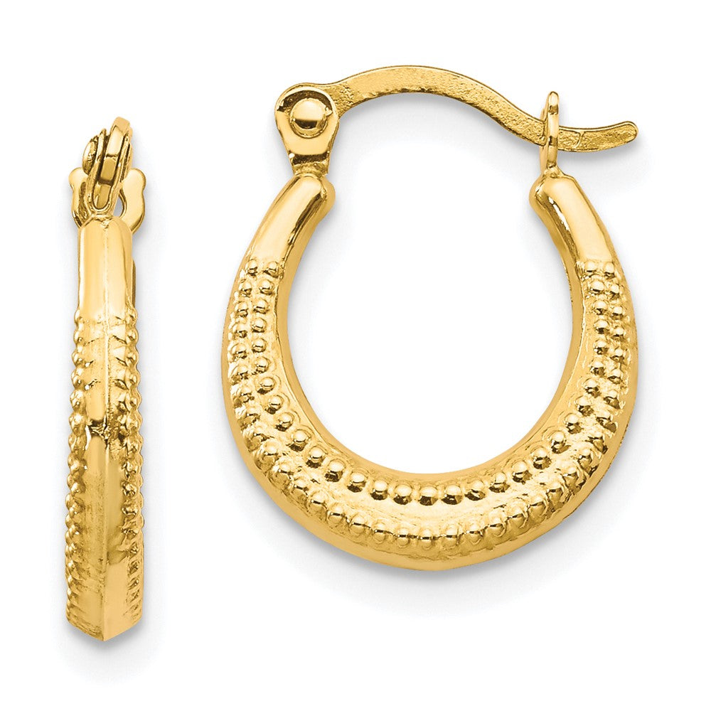 10k Yellow Gold 12 mm Scalloped Textured Hollow Hoop Earrings (0.42 grams)