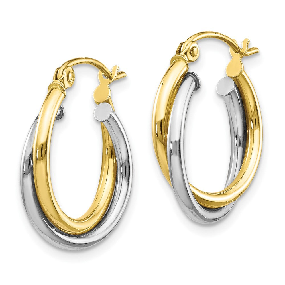 10k Two-tone 16 mm Two-tone Twist Hoop Earring (1.43 grams)