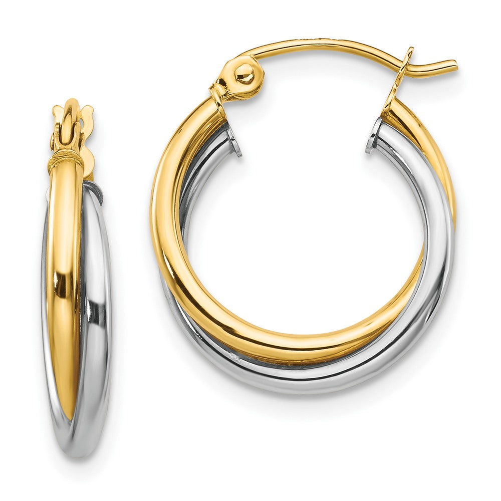 10k Two-tone 16 mm Two-tone Twist Hoop Earring (1.43 grams)