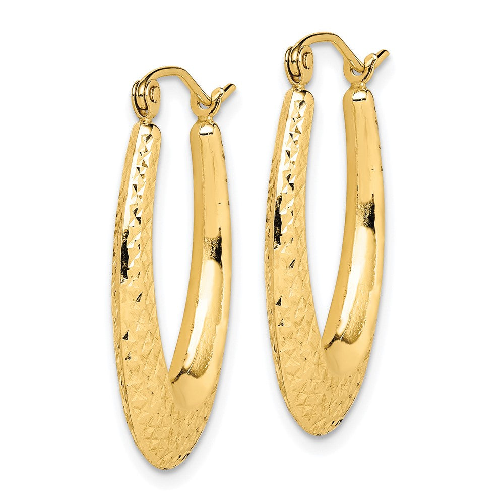 10k Yellow Gold 17 mm Textured Oval Hollow Hoop Earrings (1.26 grams)