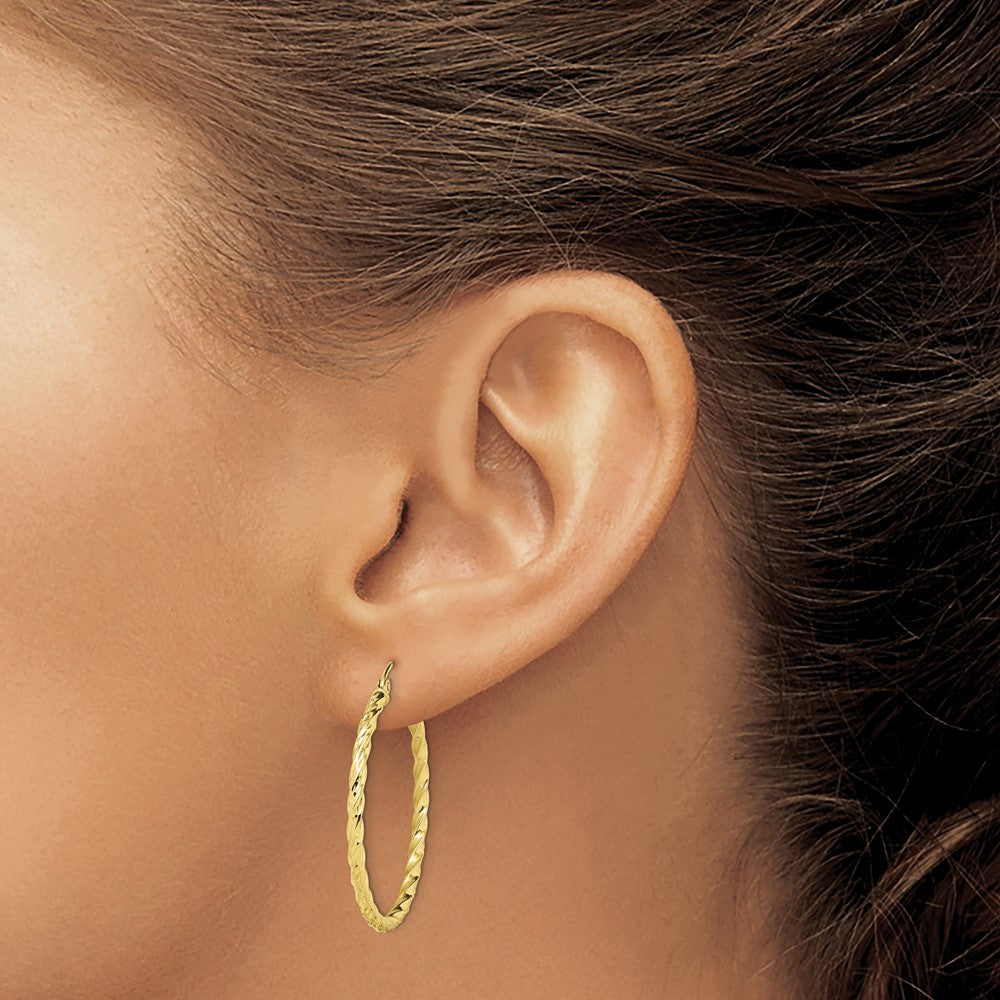 10k Yellow Gold 35 mm Hoop Earrings (1.45 grams)