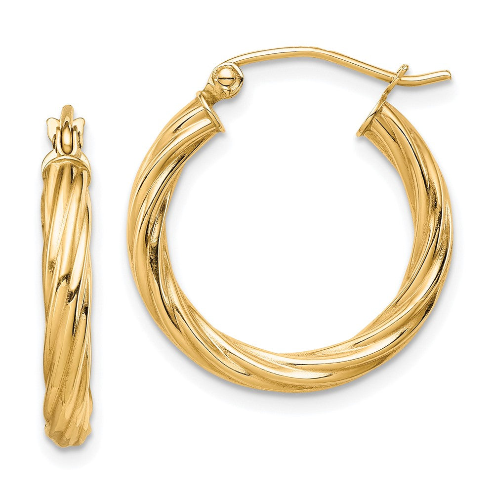 10k Yellow Gold 19.9 mm Twisted Hoop Earrings