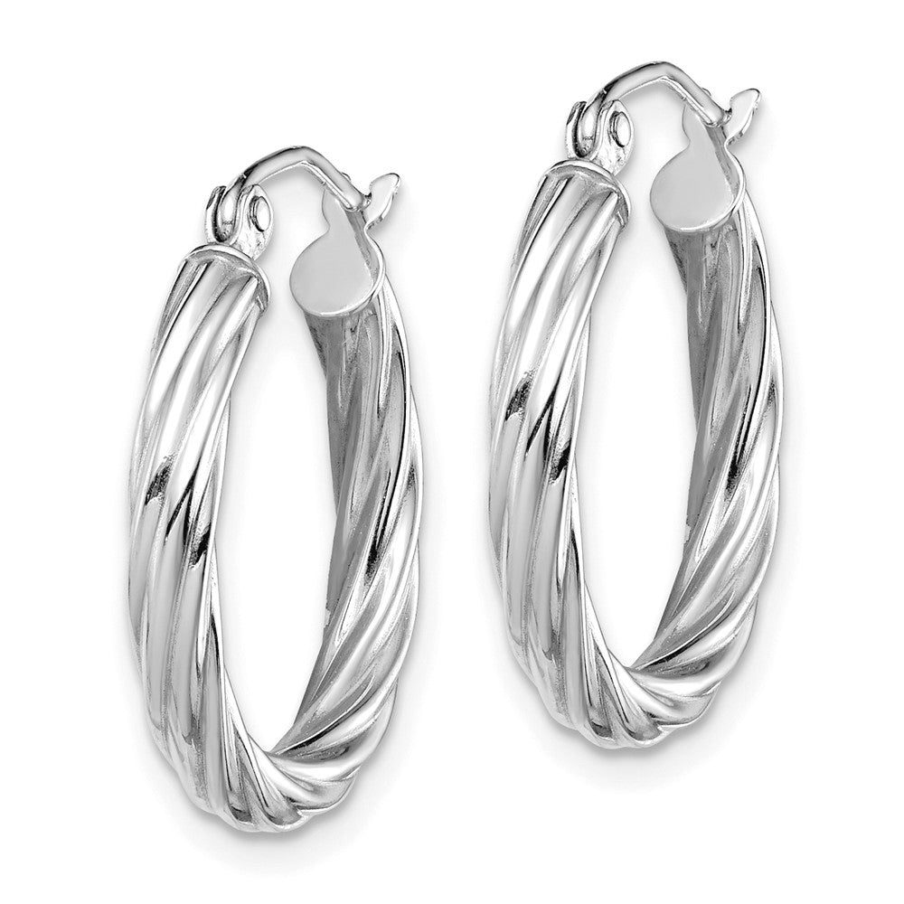 10k White Gold 19.9 mm Twisted Hoop Earrings (1.58 grams)