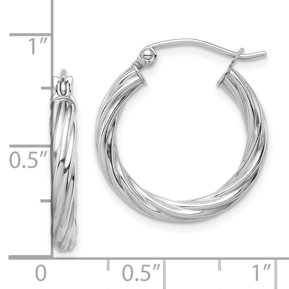 10k White Gold 19.9 mm Twisted Hoop Earrings (1.58 grams)