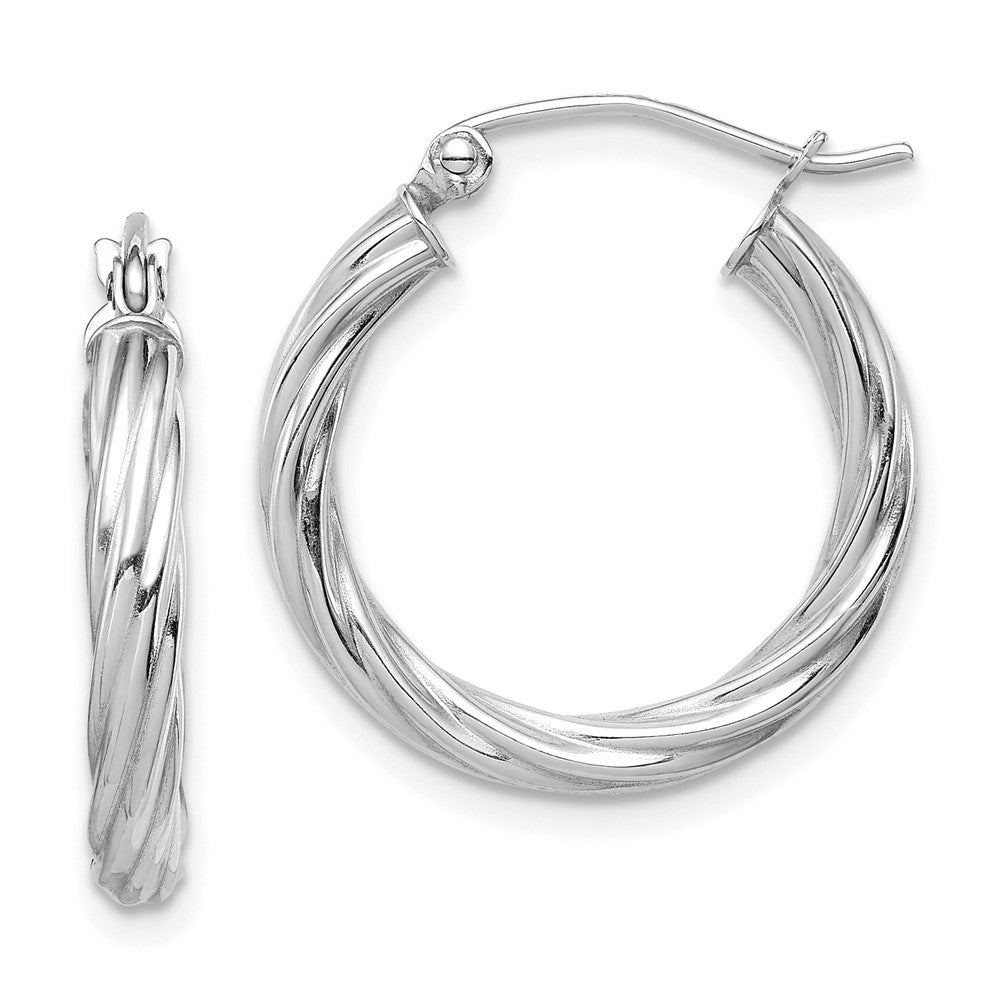 10k White Gold 19.9 mm Twisted Hoop Earrings (1.58 grams)