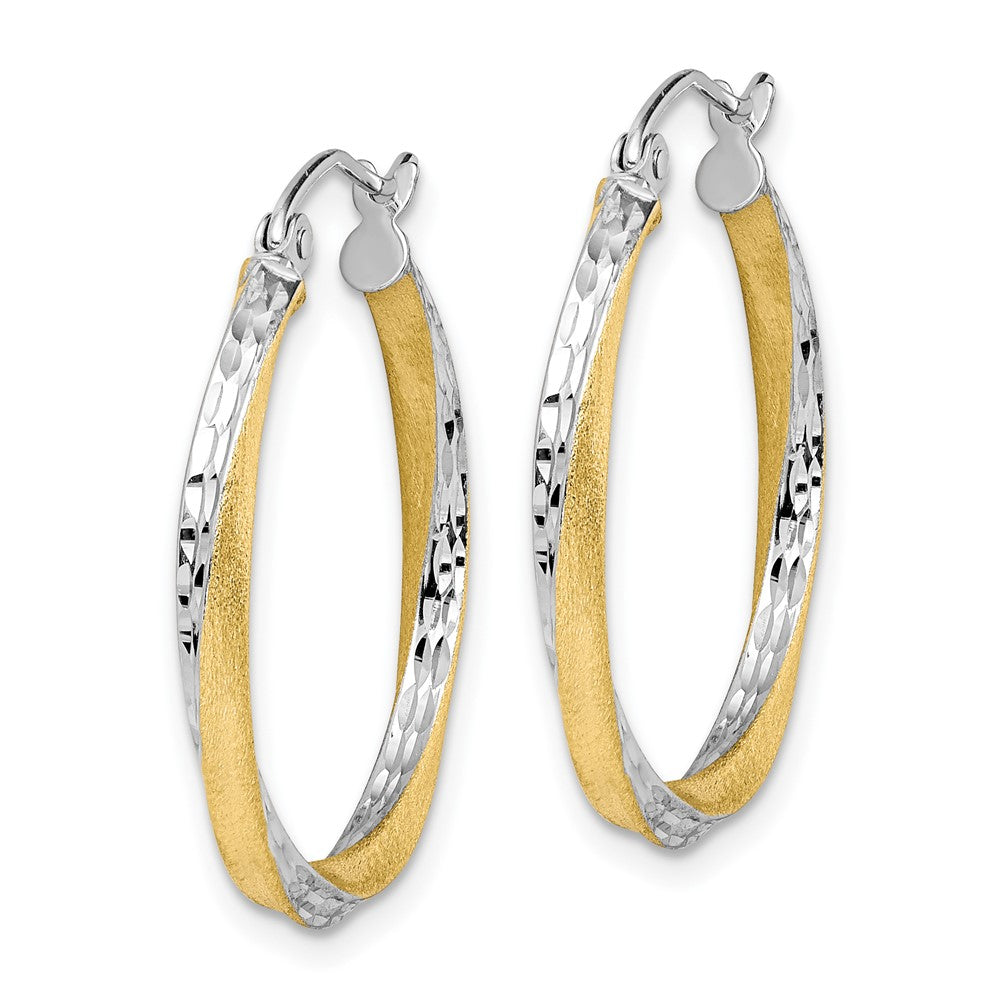 10k Yellow w/Rhodium 24.86 mm Twisted Hoop Earrings (1.63 grams)