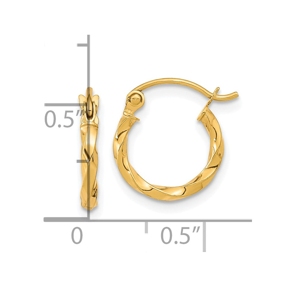 10k Yellow Gold 12.08 mm Twist Polished Hoop Earring (0.69 grams)