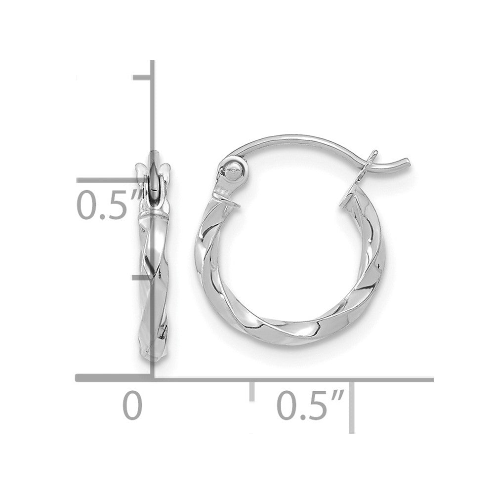 10k White Gold 12.08 mm Twist Polished Hoop Earring (0.69 grams)