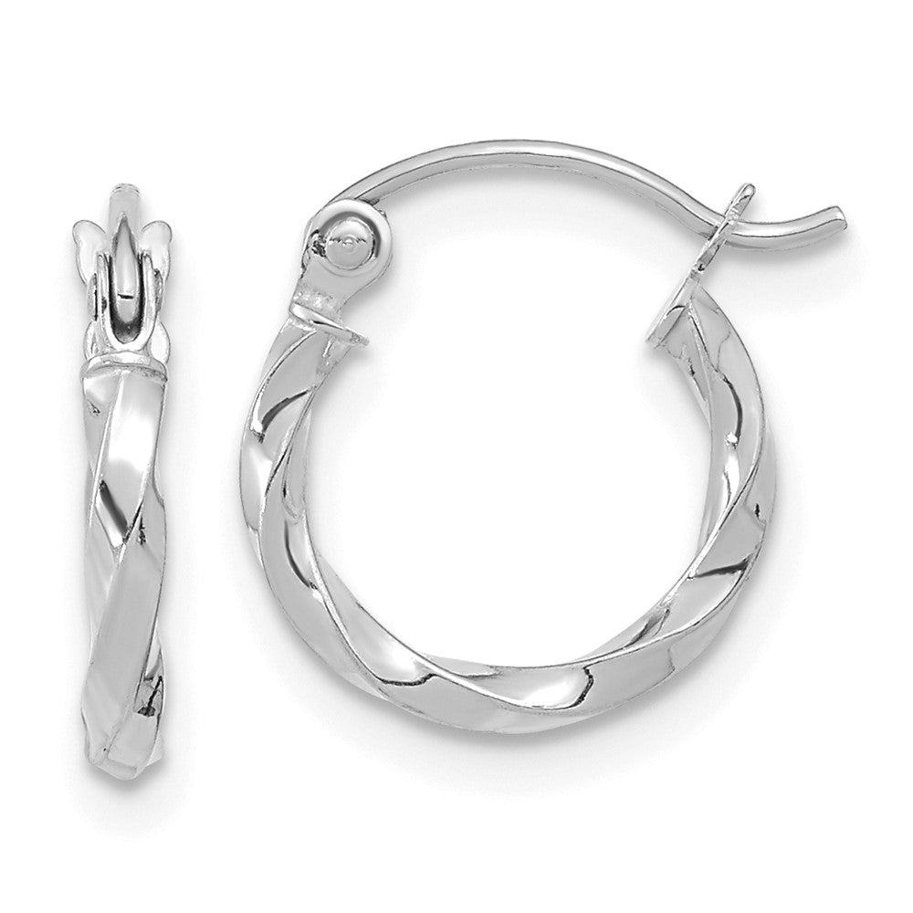 10k White Gold 12.08 mm Twist Polished Hoop Earring (0.69 grams)