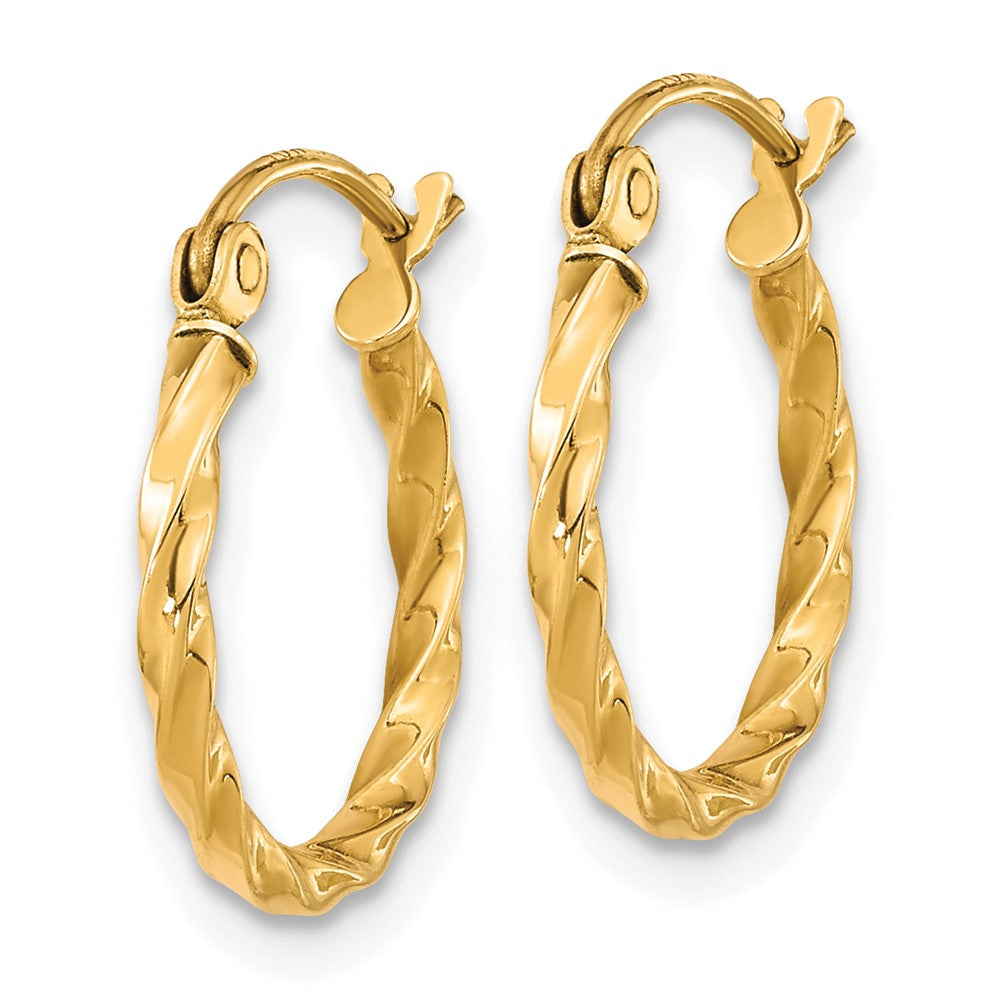 10k Yellow Gold 14.68 mm Twist Polished Hoop Earring