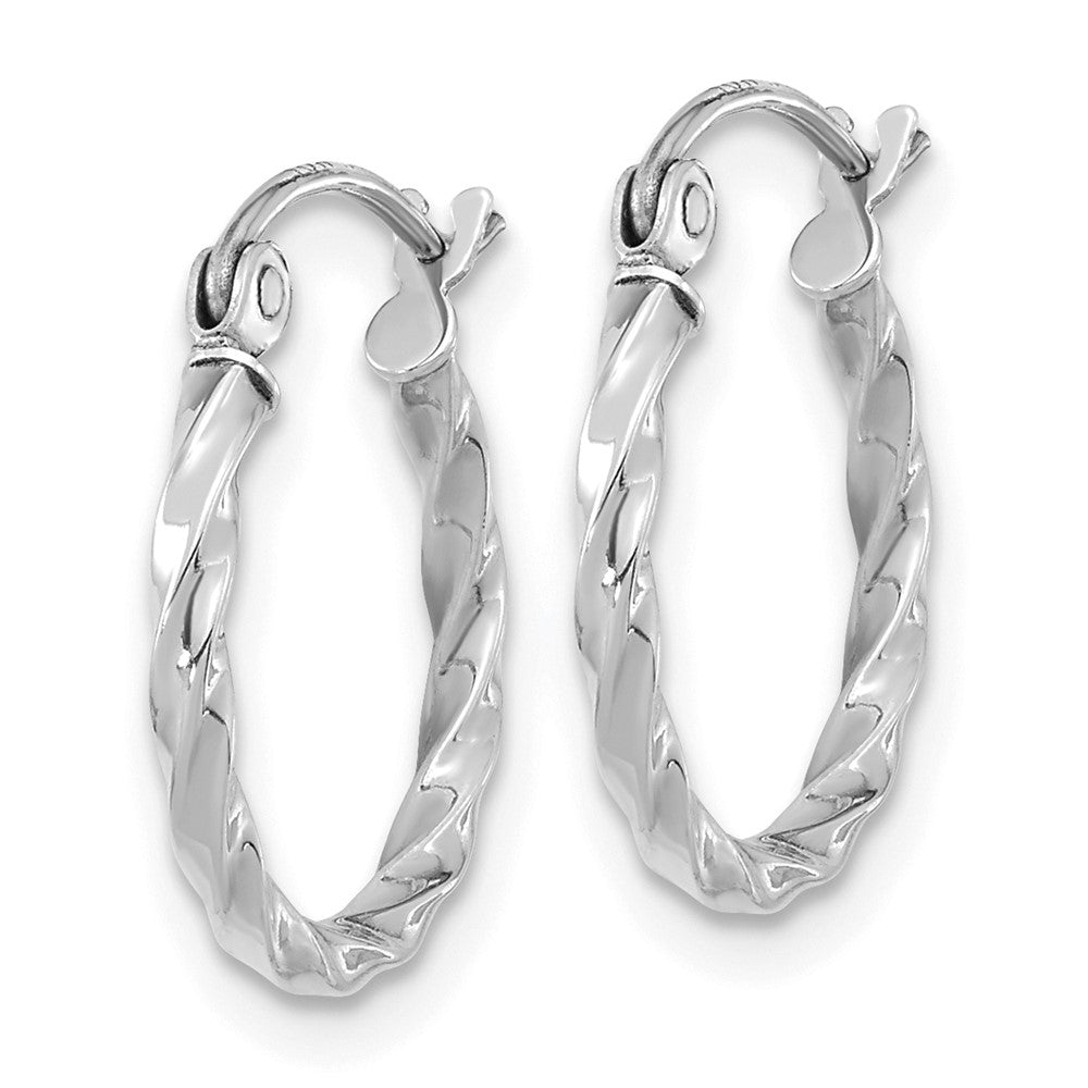 10k White Gold 14.68 mm Twist Polished Hoop Earring