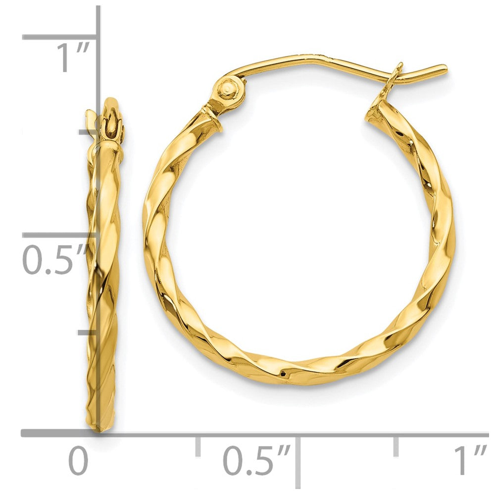 10k Yellow Gold 20.61 mm Twist Polished Hoop Earring (1.09 grams)