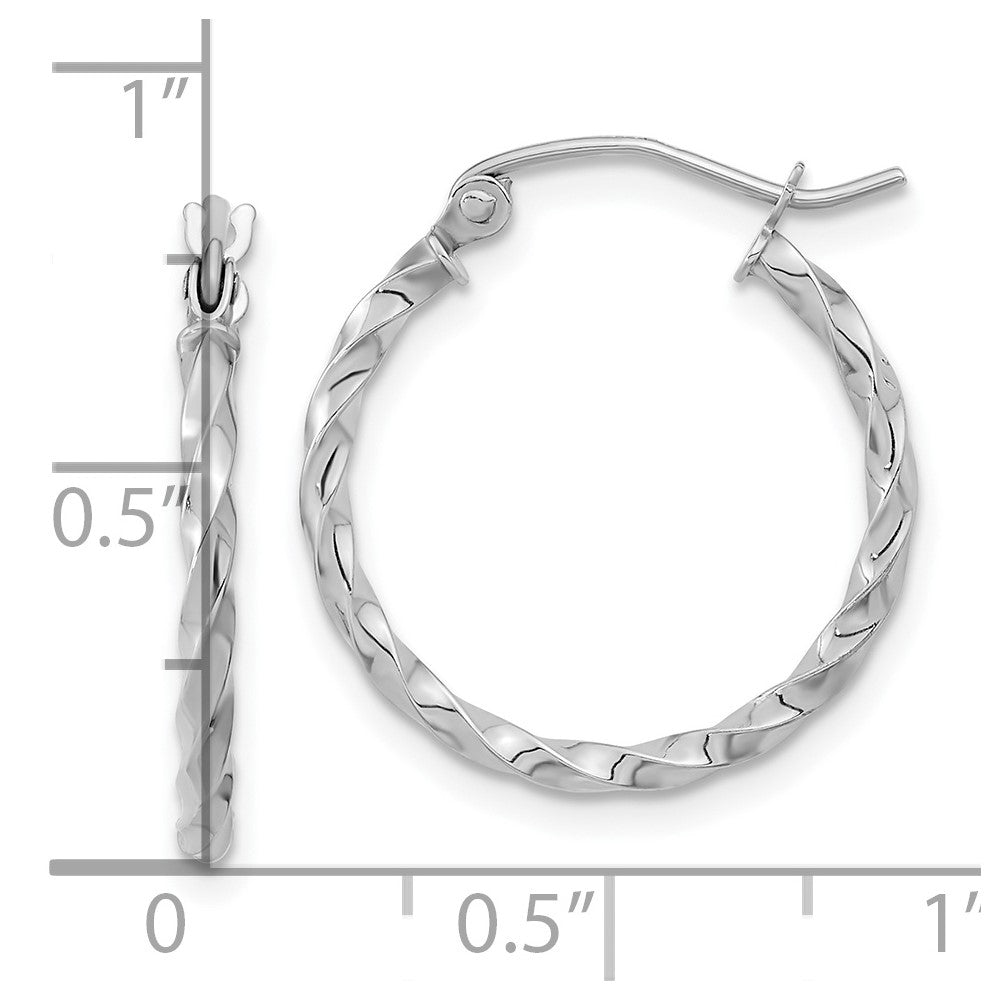 10k White Gold 20.61 mm WG Twist Polished Hoop Earring (1.09 grams)