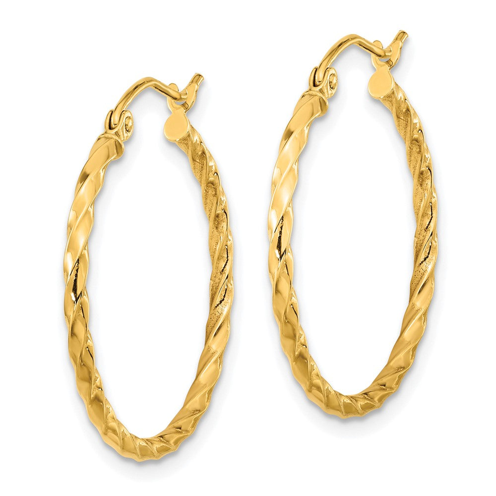 10k Yellow Gold 25.09 mm Twist Polished Hoop Earring