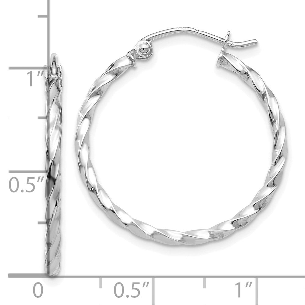 10k White Gold 25.09 mm Twist Polished Hoop Earring (1.35 grams)