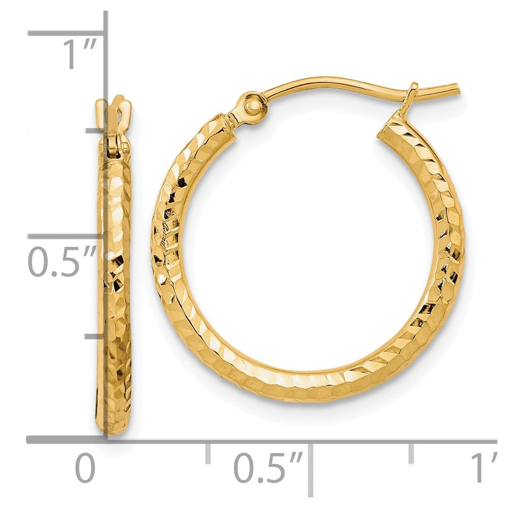 10k Yellow Gold 19.9 mm Round Tube Hoop Earrings (0.91 grams)