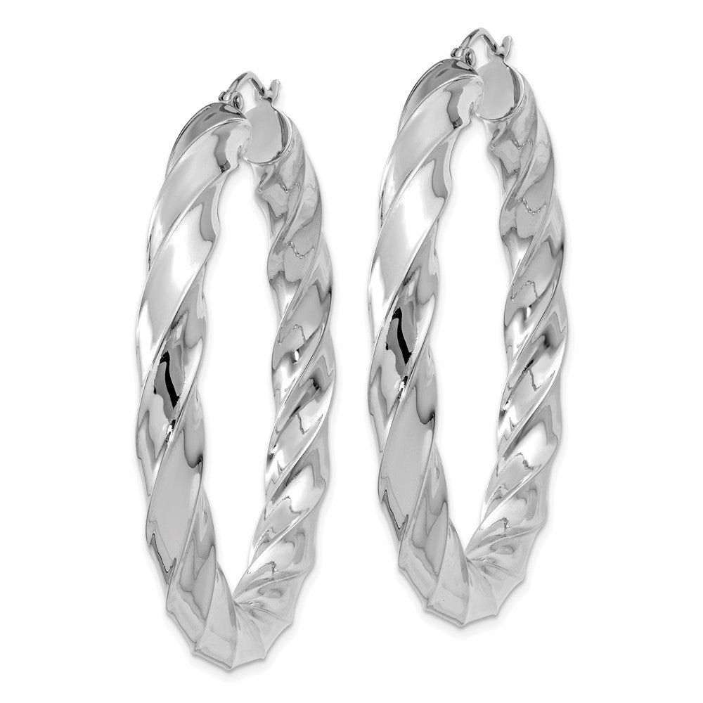 10k White Gold 19.9 mm Round Tube Hoop Earrings (0.87 grams)