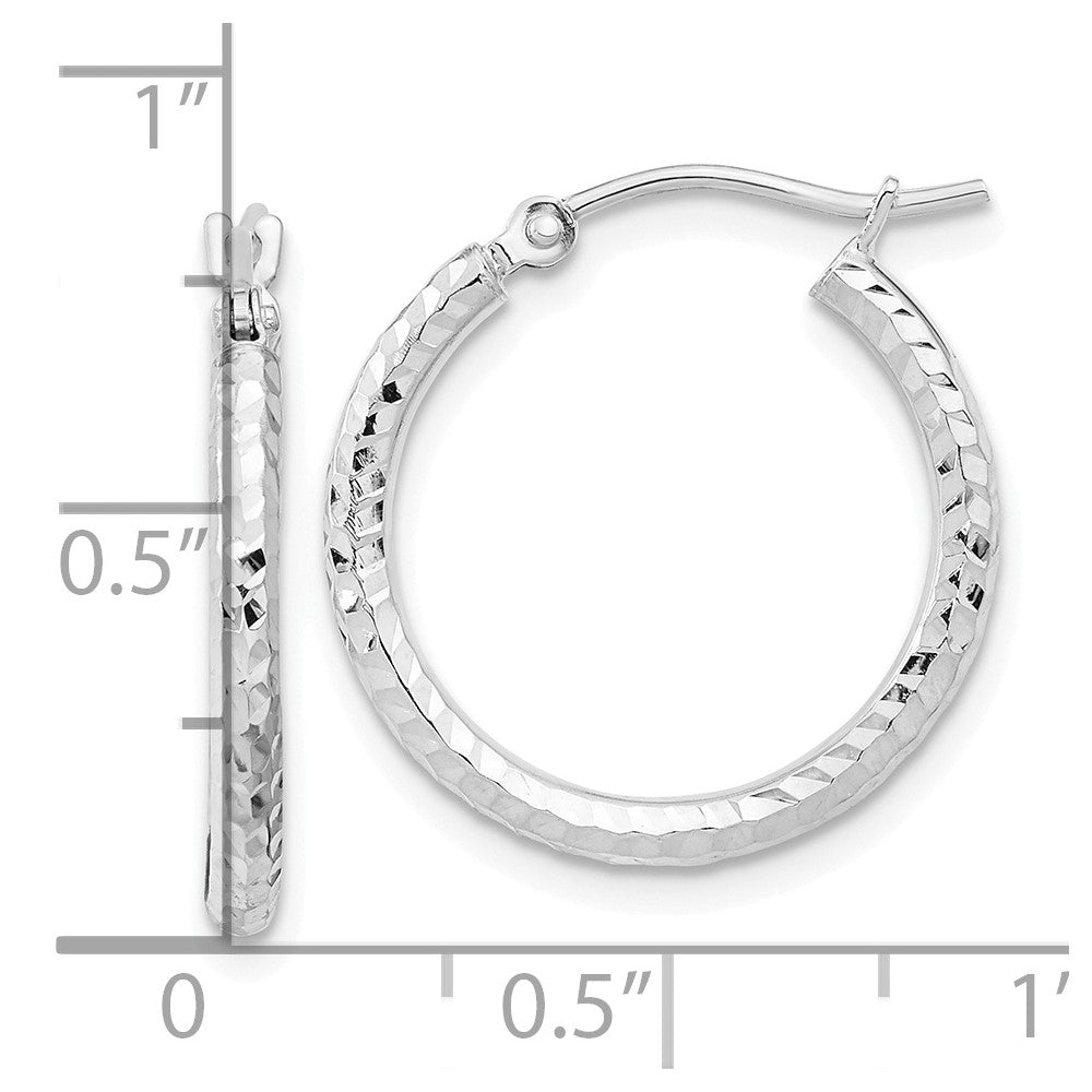 10k White Gold 19.9 mm Round Tube Hoop Earrings (0.87 grams)