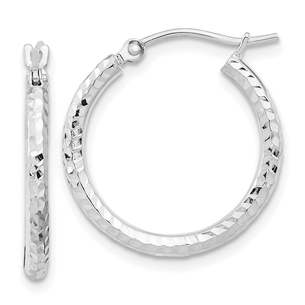 10k White Gold 19.9 mm Round Tube Hoop Earrings (0.87 grams)