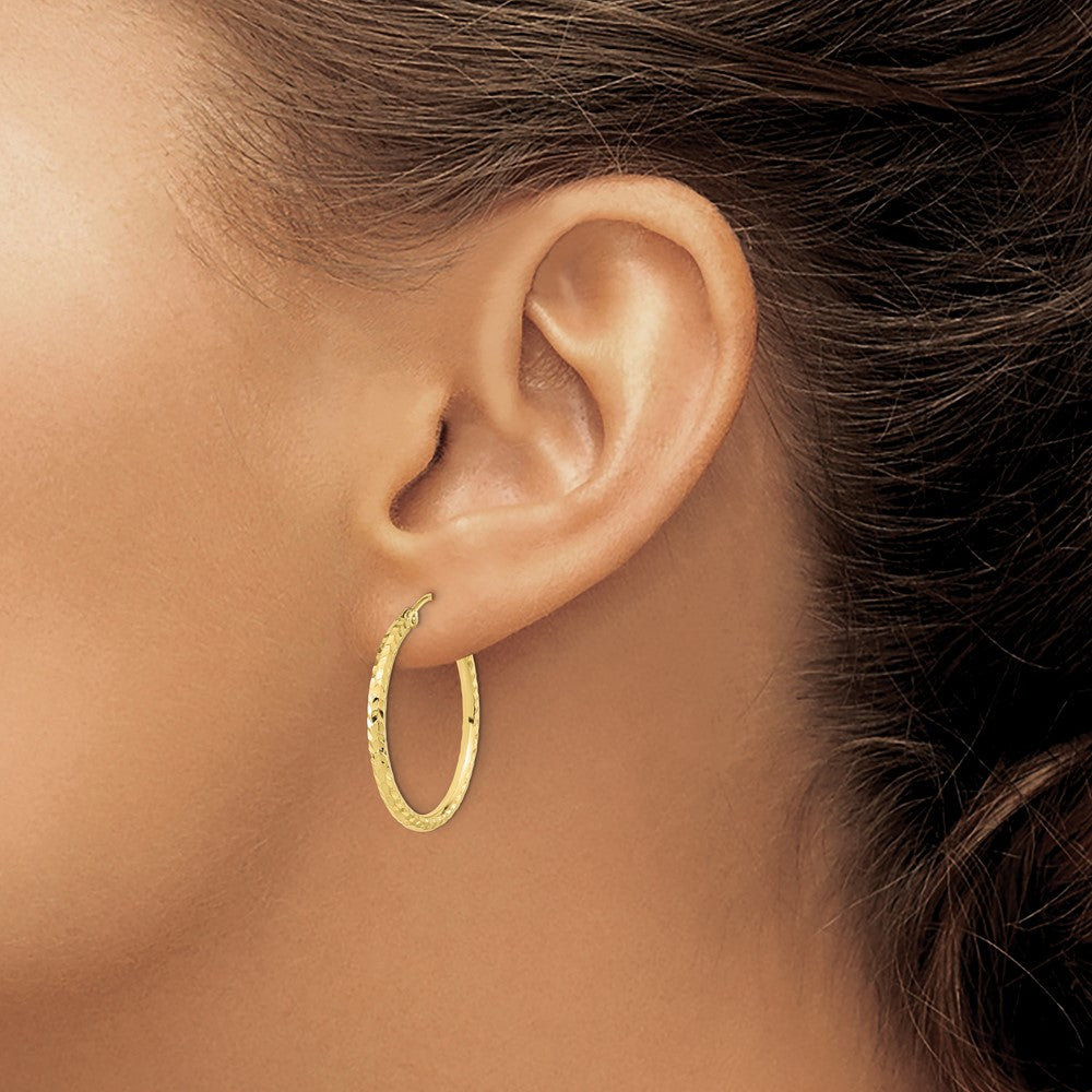 10k Yellow Gold 25.22 mm Round Tube Hoop Earrings (1.1 grams)