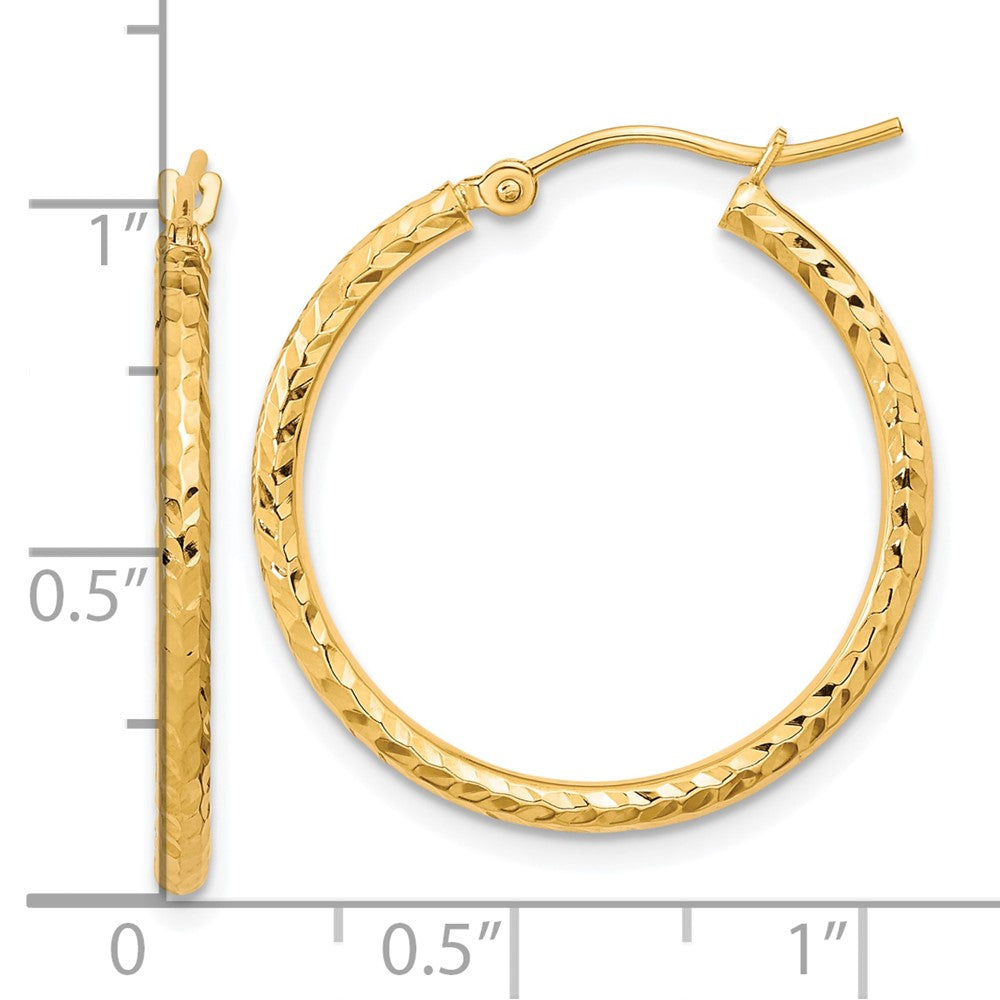 10k Yellow Gold 25.22 mm Round Tube Hoop Earrings (1.1 grams)