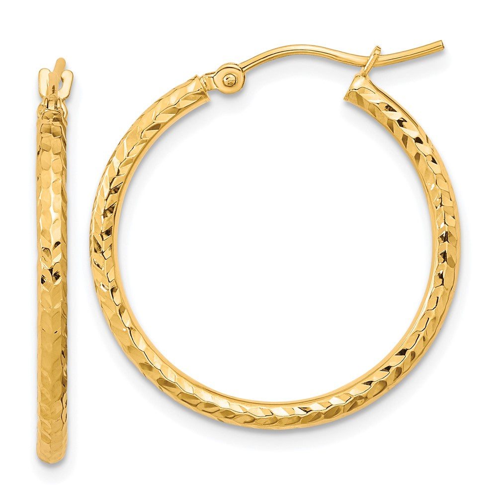 10k Yellow Gold 25.22 mm Round Tube Hoop Earrings (1.1 grams)