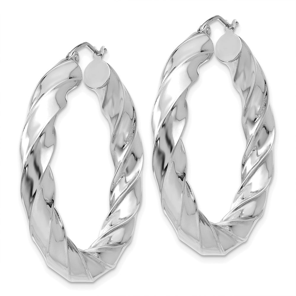 10k White Gold 25.22 mm Round Tube Hoop Earrings (1.16 grams)